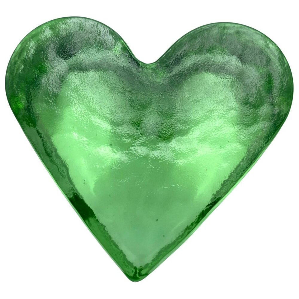 Fire & Light Green Celery Heart Paperweight Studio Art Glass SIGNED! - Picture 6 of 9